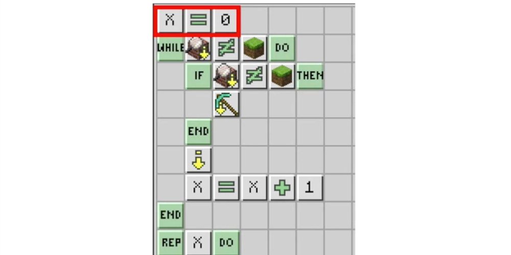 minecraft_parts_002 アイコンのような命令を組み合わせてプログラムを作成